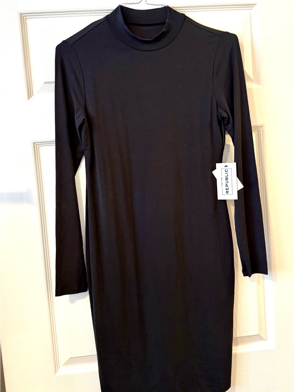 NWT (Small) For The Republic Black Long Sleeve Mock Neck Dress